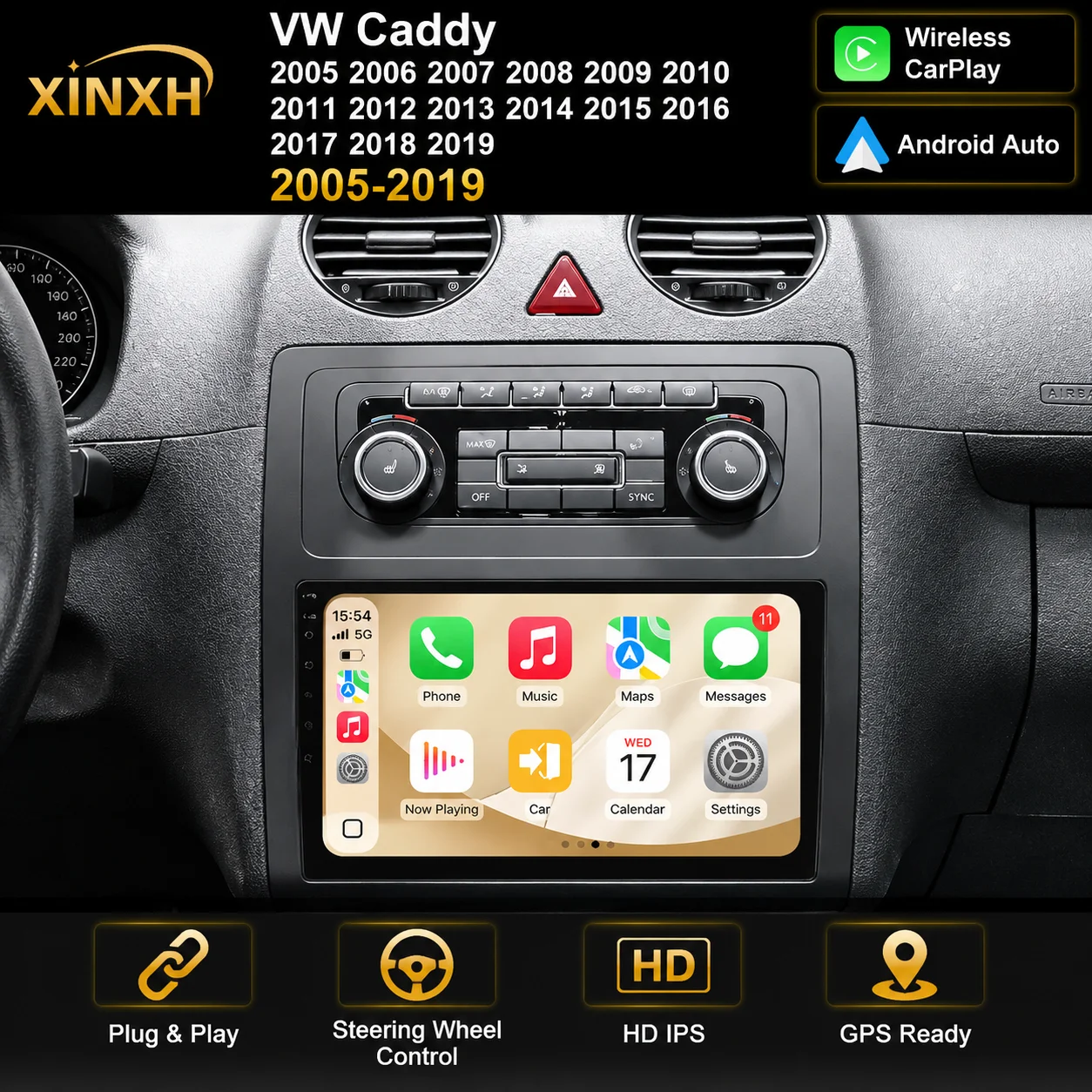 Car Stereo Radio For Volkswagen VW Caddy 2005-2019 Carplay Android Auto Car Multimedia DSP 48EQ 2 DIN Autoradio Stereo
