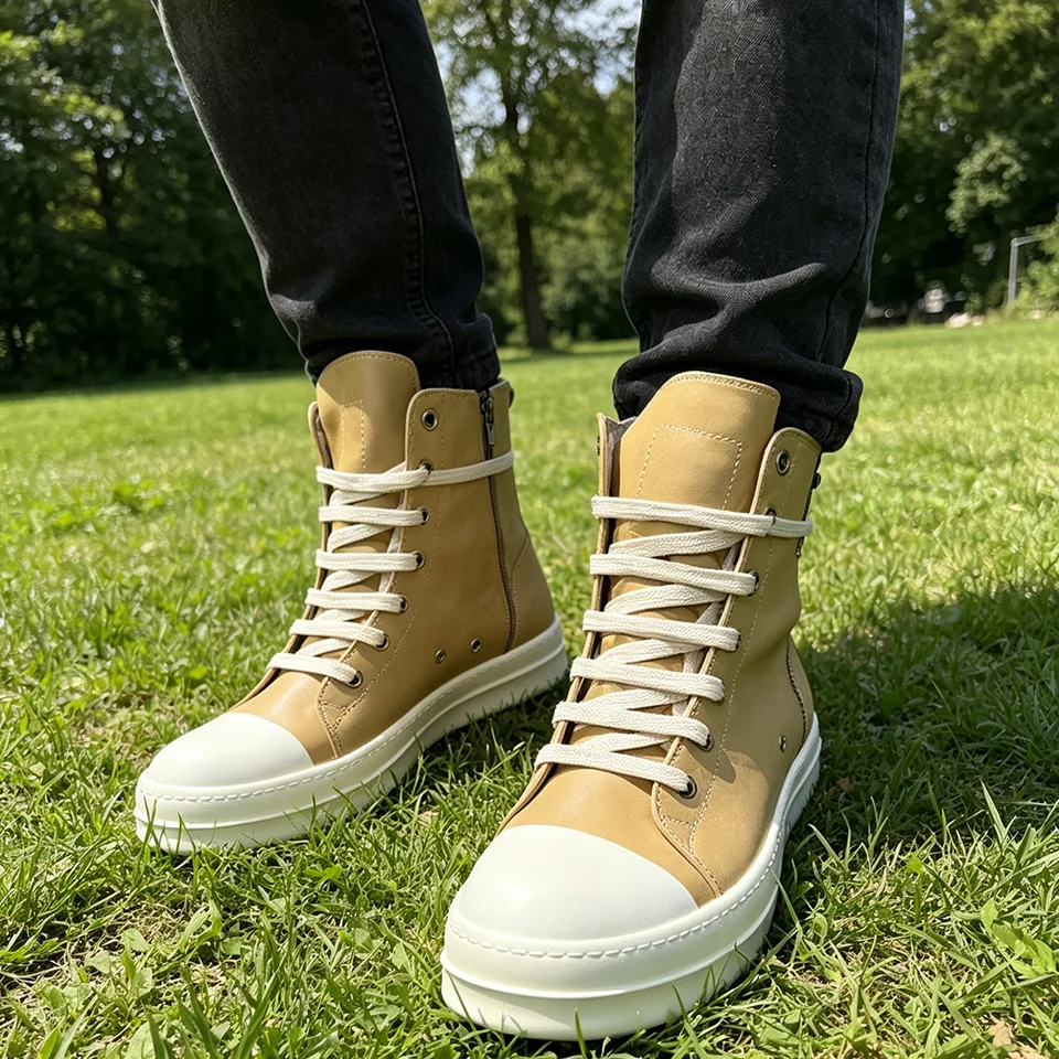 Streetwear Brand Shoes - Colorful Leather High Top Men Shoes