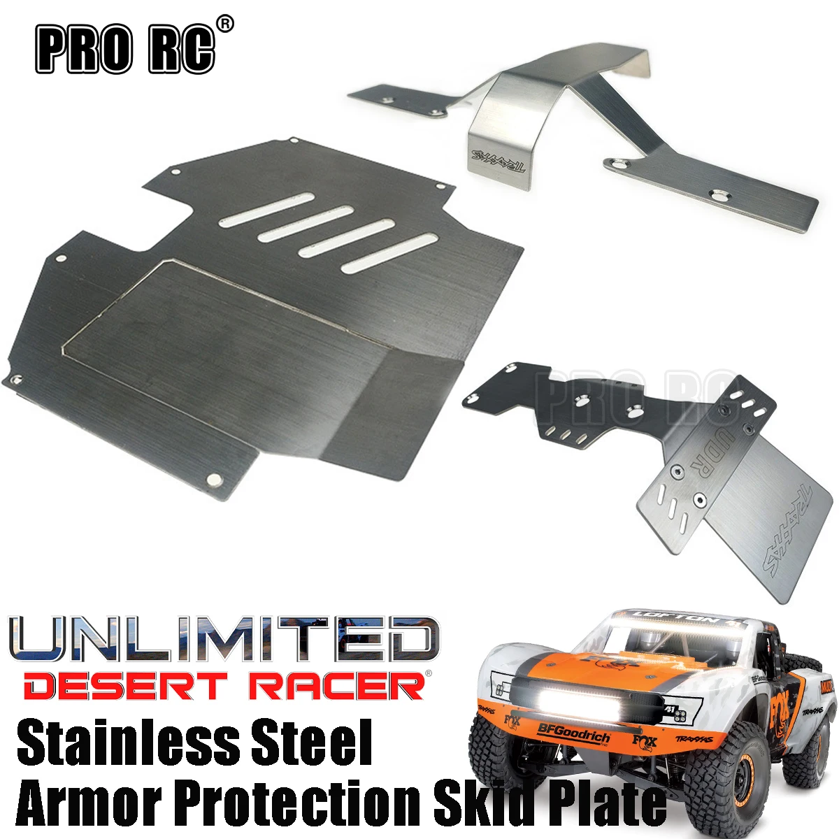 1Set Stainless Steel Armor Protection Skid Plate Chassis Axle Guard for Traxxas 1/7 Unlimited Desert Racer UDR RC Car Part