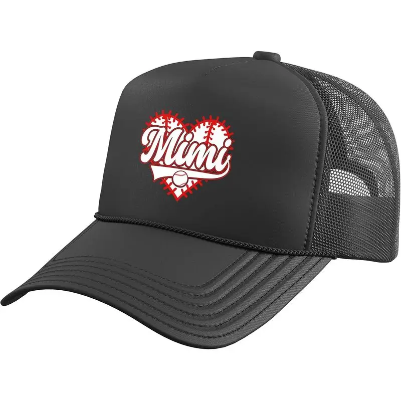Mimi Heart Baseball Mimi of A Baseball Player Mimi Trucker Hat with Adjustable Mesh Back