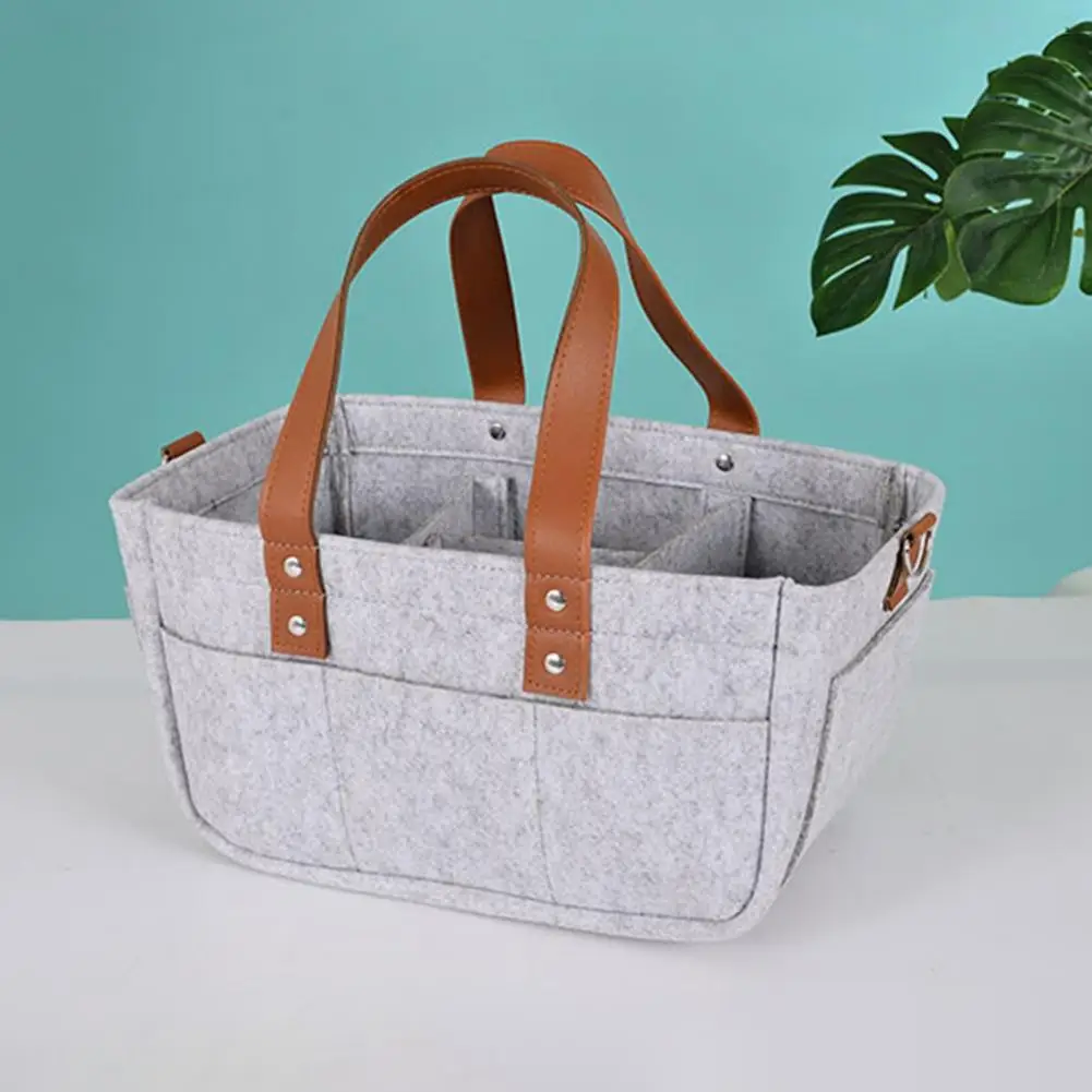 Portable Baby Bag with Closure Capacity Baby Diaper Bag Organizer Felt Material Adjustable Space Layout Nursery Storage for Baby