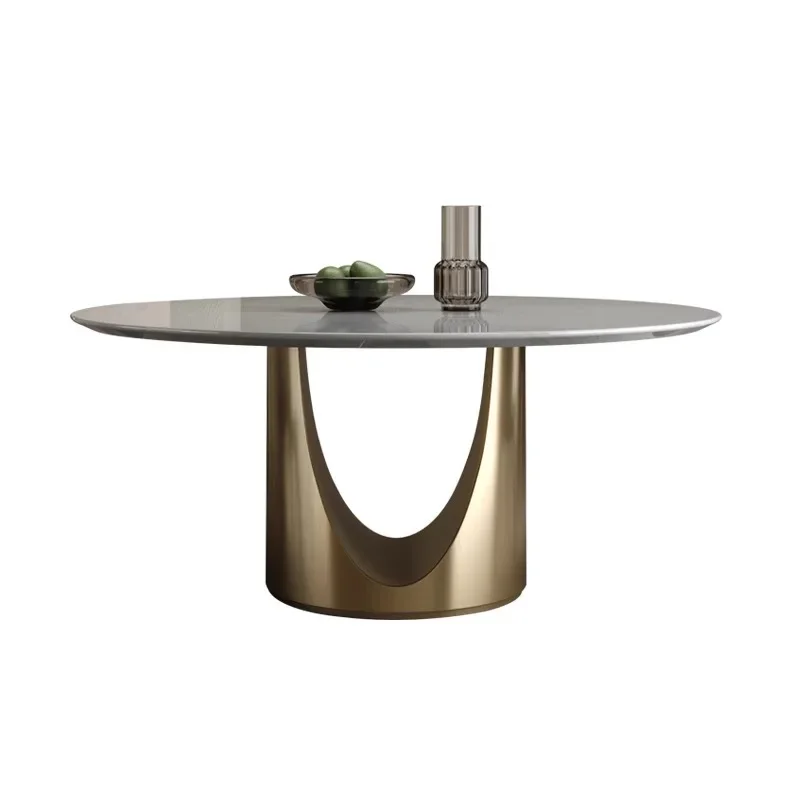 

Italian light luxury round dining table, high-end modern simple dining table for home use