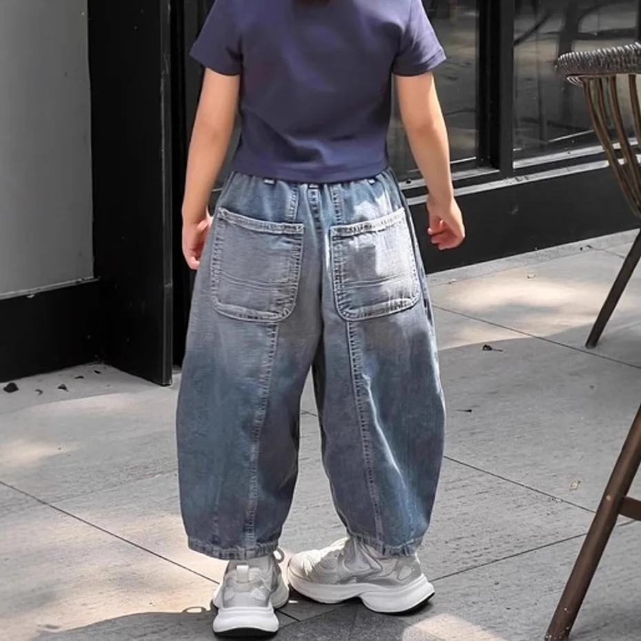 Girls' Summer Thin Pants 2025 New Stylish Baby Korean Version Loose Jeans Children's Casual Wide Leg Pants