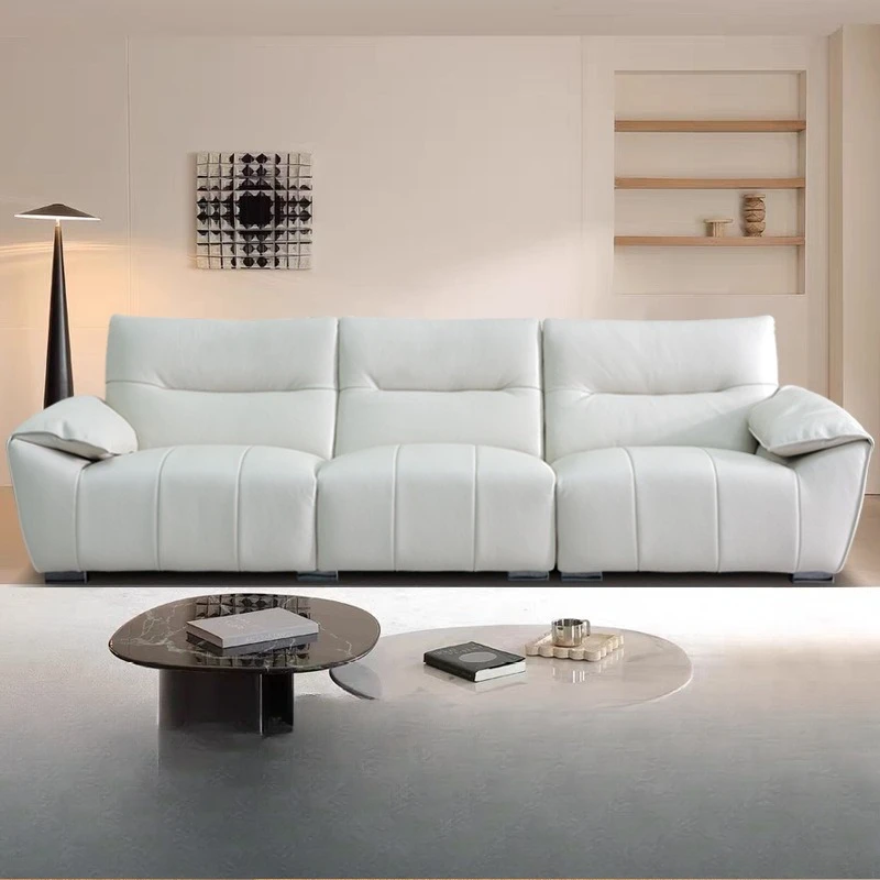 Moderne simple trois personnes rangée droite sable + riz blanc petit appartement crème