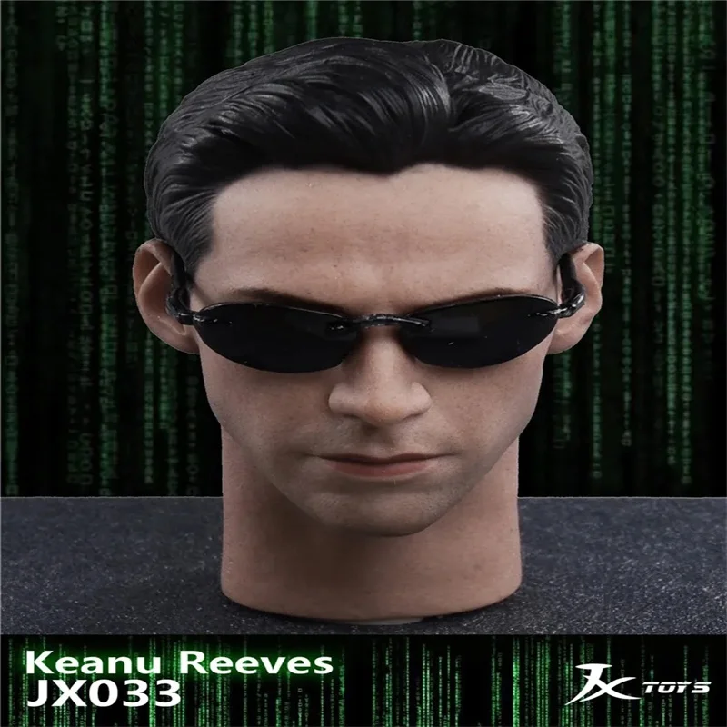 JXTOYS JX033 1/6 Male Soldier Keanu Reeves Head Carving Give Away Glasses Model Fit 12'' Action Figure Body In Stock