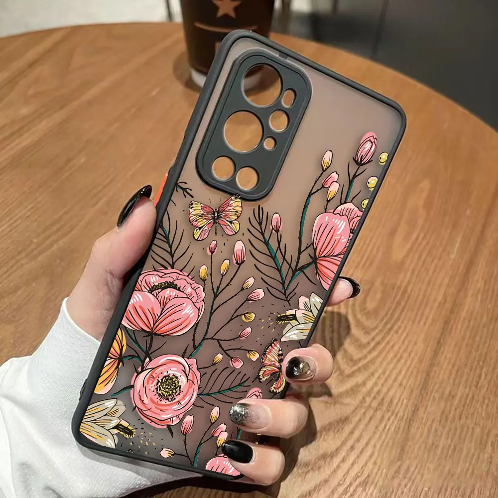 Matte Phone Case for Oneplus 9 8T 8 7 7T 6 5T PRO NORD CE 2 N10 N100 5G Capa Case Funda Capa Shell Beautiful Colorful Flowers