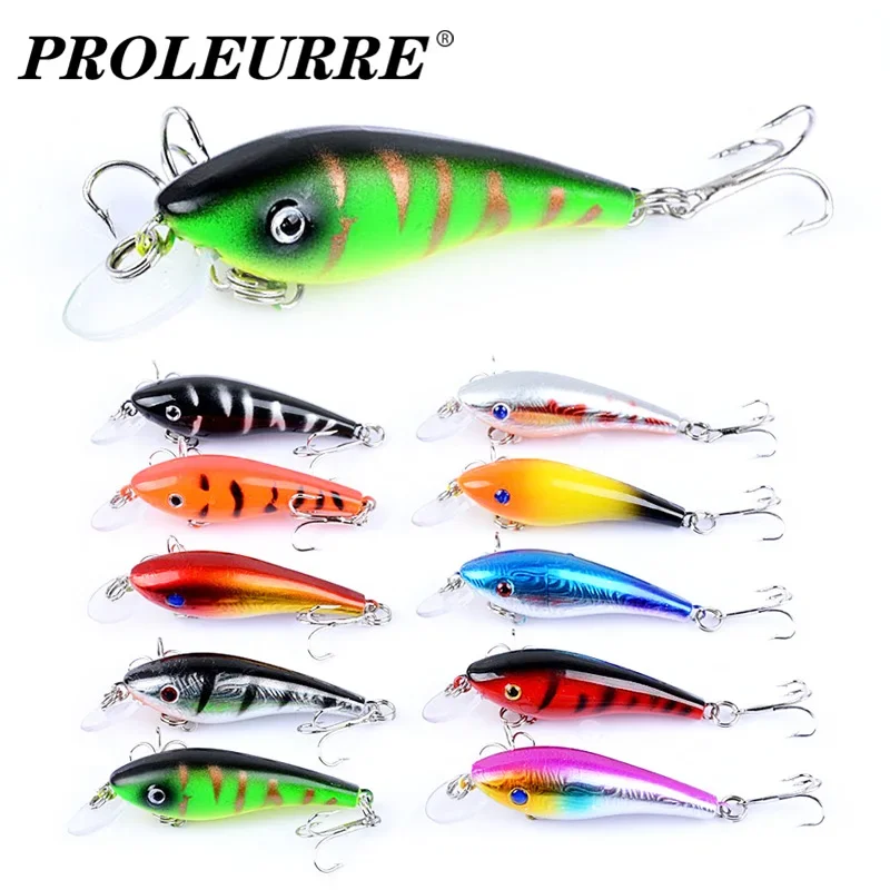 

1 Pc Minnow Fishing Lure 6cm 4.5g 3D Eyes Plastic Wobblers Artificial Hard Bait Crankbait for Bass Pike with Treble Hooks Tackle