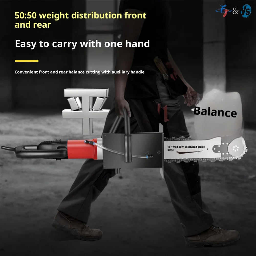 220V High-Power Diamond Concrete Chain Saw - Handheld Slotting & Door/Window Modification Wall Cutting Machine