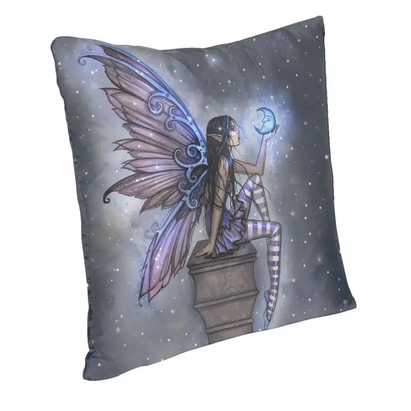 Little Blue Moon Fairy Fantasy Art By Molly Harrison Throw Pillow Case for Sofa Luxury Cushion Cover Car Pillowcase