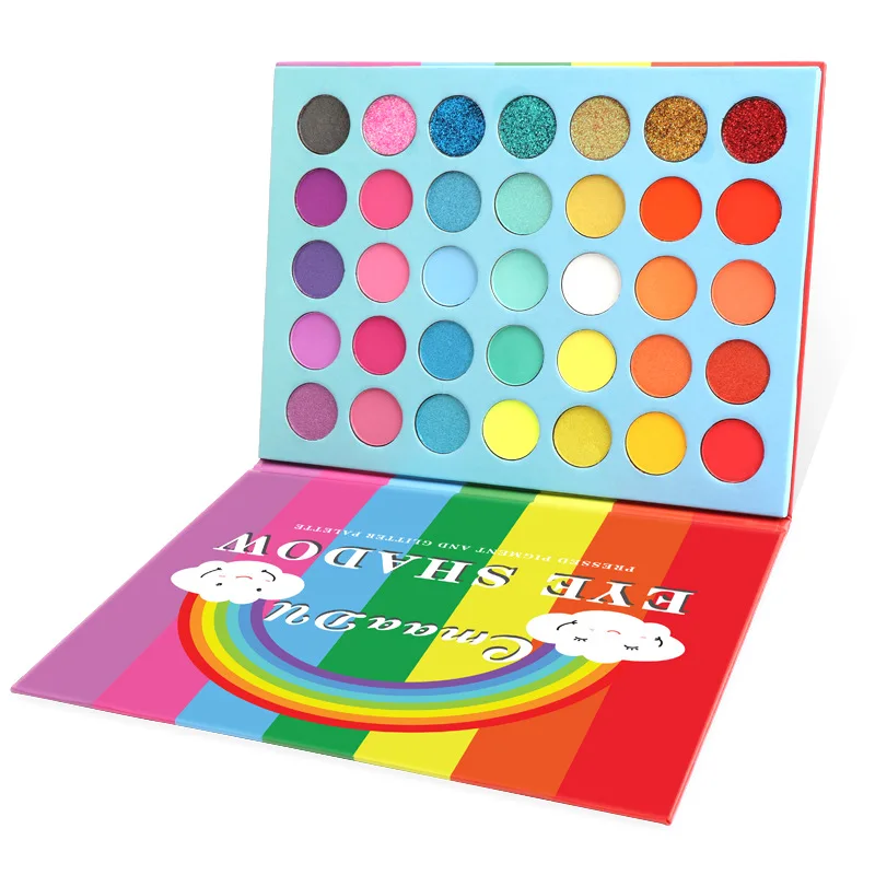 Make-up 35 Farben Pastell Lidschatten Palette wasserdicht Regenbogen Neon Lidschatten Palette bunte Augen dauerhafte Pigment Make-up