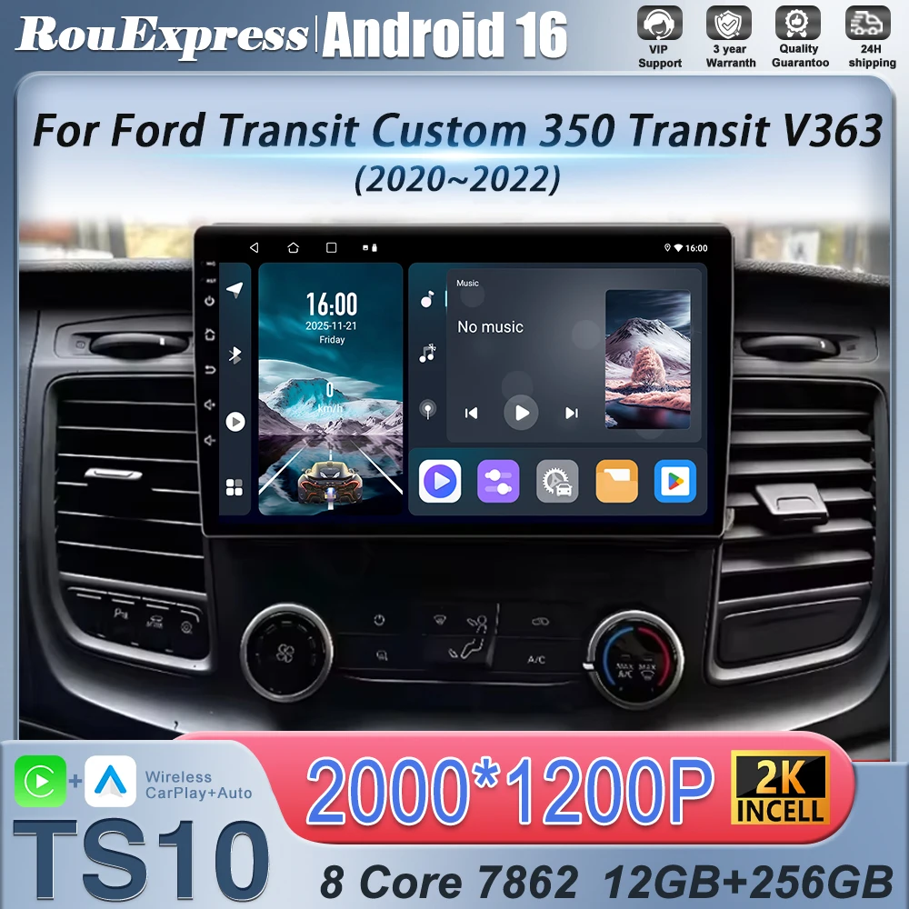 Android For Ford Transit Custom 350 Transit V363 2020-2022 Radio Multimedia Player Head Unit Navigation No 2Din Stereo Bluetooth