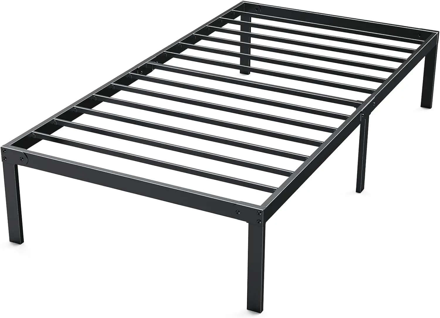 Bed Frame Twin Size Metal Platform Mattress Foundation with Steel Slat Support No Box Spring Needed Storage Space Under Easy