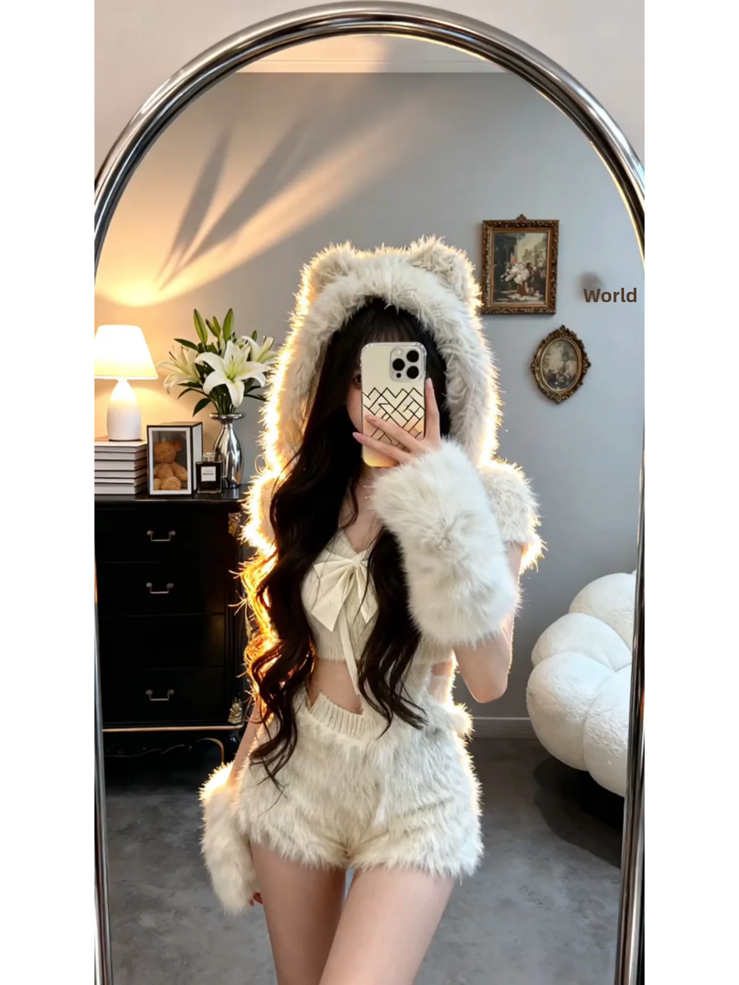 

Faionable Sweet Pure Desire ort Plu Hat Tight ort Pants Five Piece Set for Young Women Casual Workwear Polyester Fabric