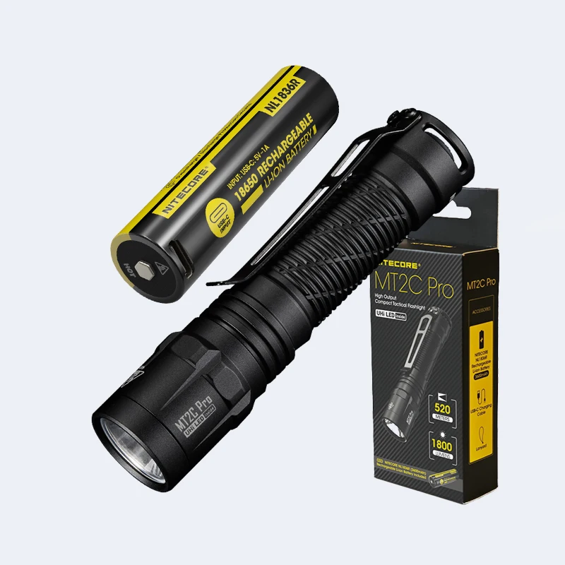 

NITECORE MT2C PRO Tactical Flashlight Max 1800 Lumens Beam Distance 520M Torch Lanterns Built-in 3600 mAh Battery