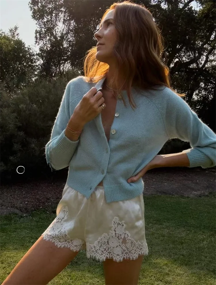 

Susan French Sle Свободный крой Синий вязаный свитер из смесовой шерсти Женский топ Faion Осень Зима Повседневный V-Ne Long Sve