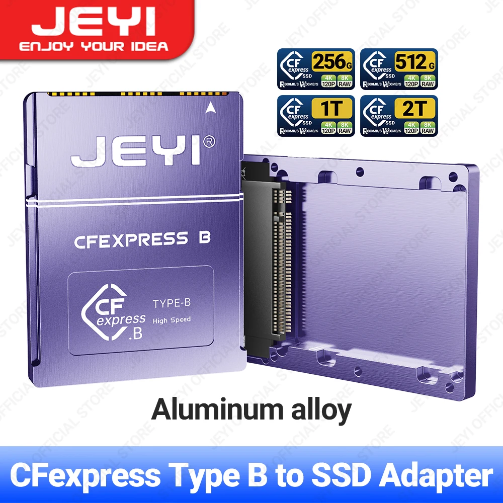 JEYI 2230 M.2 NVMe SSD naar CFE Type-B puur koperen adapter, uitbreidingsgeheugen CFexpress-kaart voor NIKON Z6/Z7/Z8/Z9/D6, CANON R3/R5C