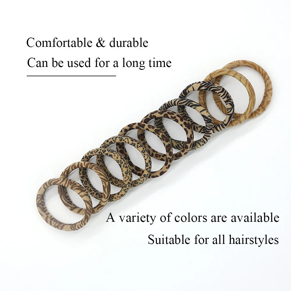 5 قطع من ربطات الشعر المصنوعة من قماش تيري بطبعة الفهد الأكثر مبيعًا للنساء وحاملات ذيل الحصان عالية المرونة