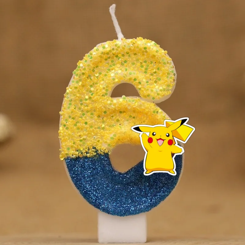 Pikachu Kaars Taart Anime Figuur Pikachu Nummer 0-9 Verjaardagstaart Kaars Kids Baby Douche Taart Topper Decoratie Benodigdheden