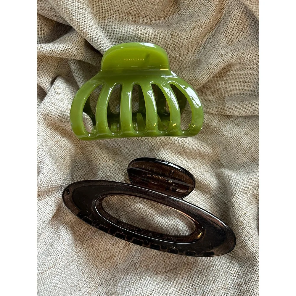 

2 шт., винтажные полые зеленые тыквы, геометрические эллиптические когти для волос, зажим для хвоста, заколки для волос, элегантные аксессуары для волос, головные уборы