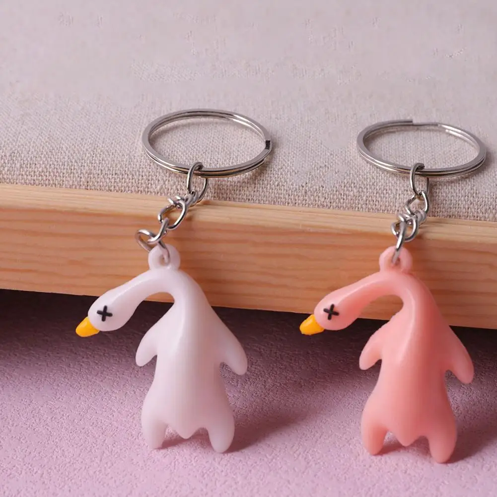 Funny Goose Keychain Roast Duck Rope Keyring Backpack Change White Pendant Accessories Color Hanging Car Chain Ultraviolet Q1S2