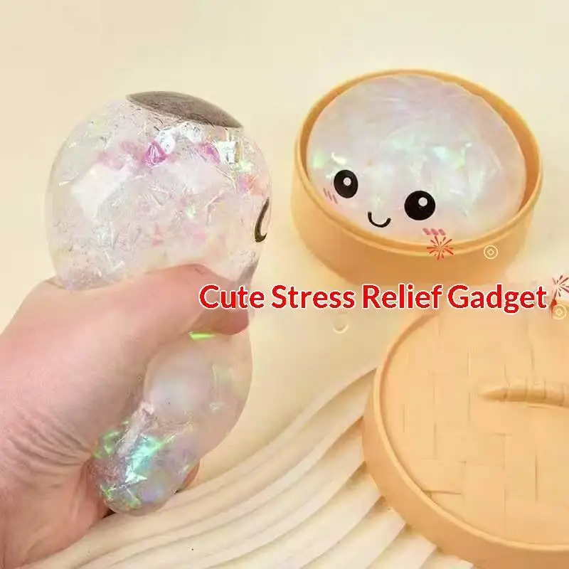 New Realistic Giant Dumpling Squeeze Toy With Steamer Soft TPR Dough Ball Decompression Stress Relief Toy Funny Creative Gift