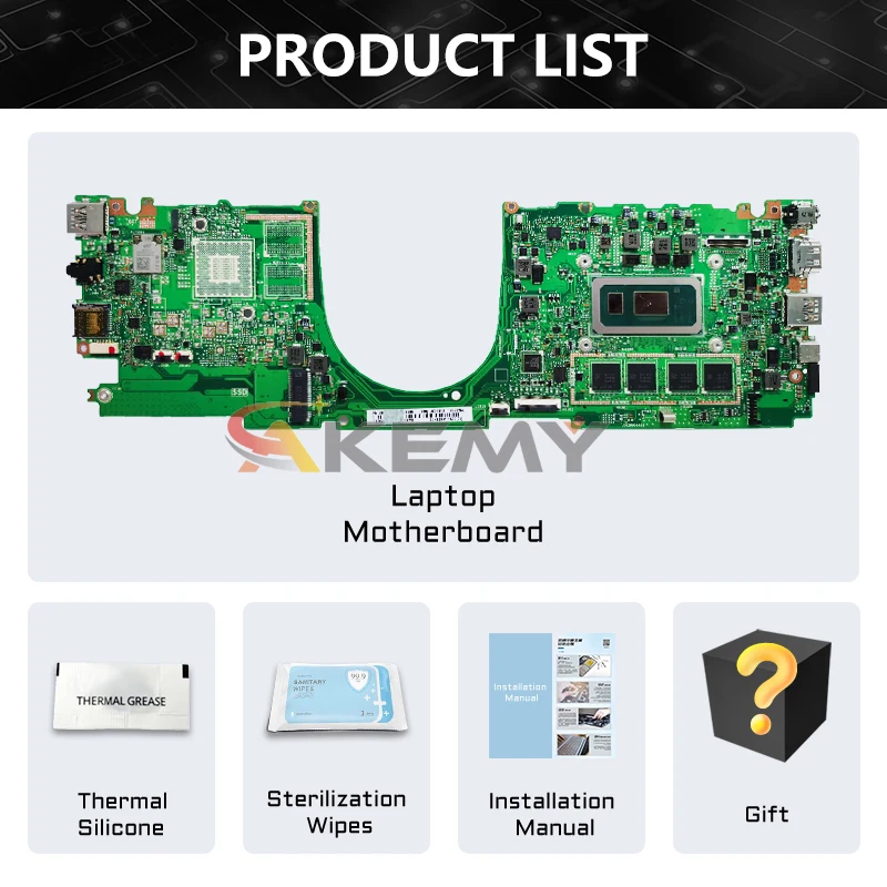 Imagem -06 - Akemy Ux331fn Placa-mãe para Laptop Asus Ux331fal Ux331fa Bx331f Ux331f com Cpu i3 i5 i7 8th Gen V2g Uma 8g 16g Ram