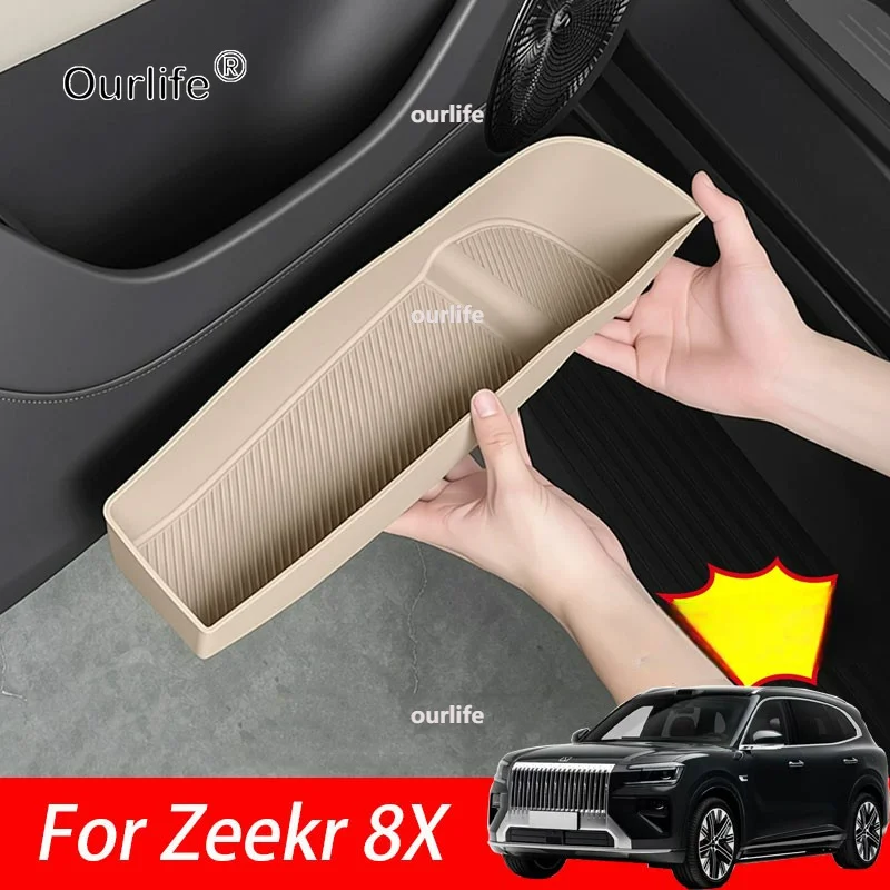 

For Zeekr 8X 2026 2027 Silicone Car Door Storage Box Vehicle Door Slot Organizer Car Interior Accessories
