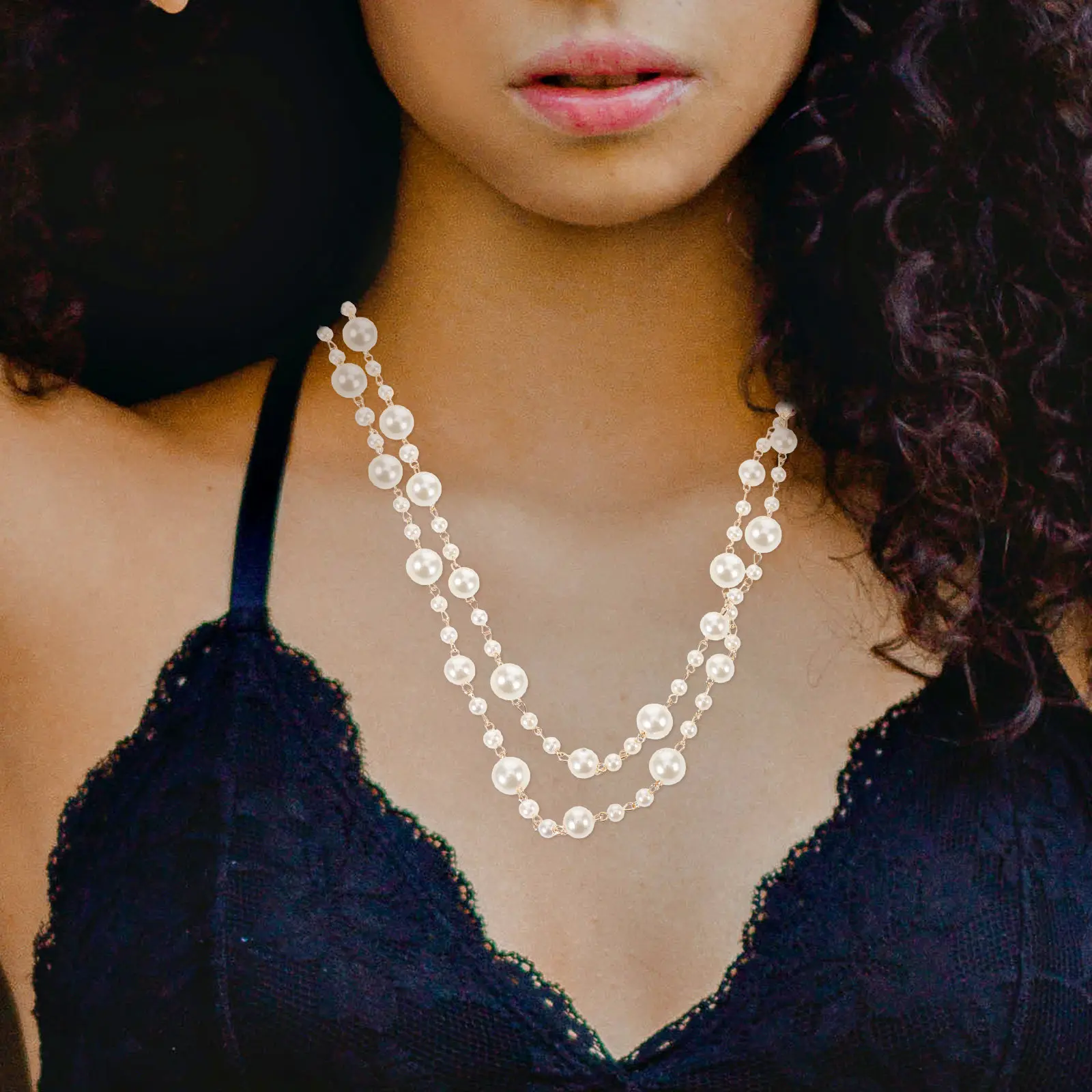 Elegant Long Pearl Necklace Women Faux White Pearls Simulated Luster Dainty Beaded Chain Stackable Minimalist Jewelry Casual