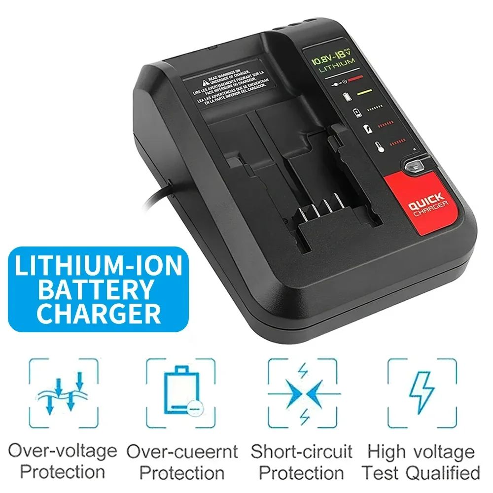 Dla Black Decker 20V Lader akumulator litowo-jonowy Oplader Porter Kabel Stanley 10.8V 14.4V 18V PCC690L L2AFC FMC690L FMC688L — zdjęcie produktu 3