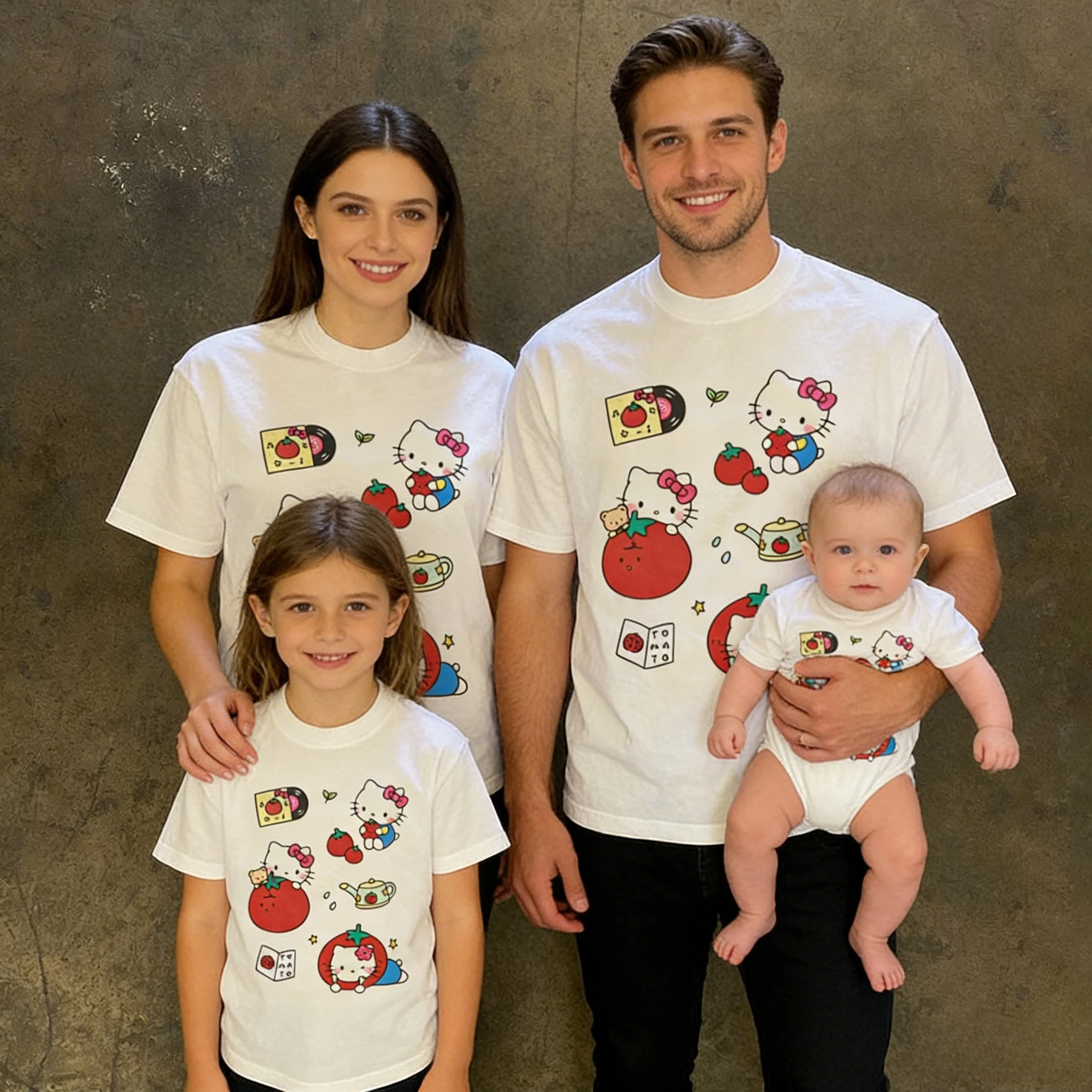 

Sanrio 2026 Summer Comic Form Hello Kitty Image Cotton Printed Casual T-shirt Adult Children Parent-child Top Homewear Y2k.
