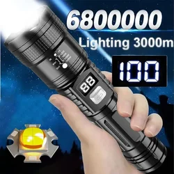 High Power LED Flashlights Built-in battery USB Rechargeable Strong Hand Light Multifunctional Torch Lamp For Emergency Camping