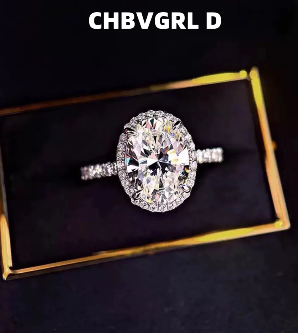 

[Luxury] pigeon egg moissanite ring pure silver oval ring women 3ct, 5ct moissanite luxury wedding ring bride jewelry