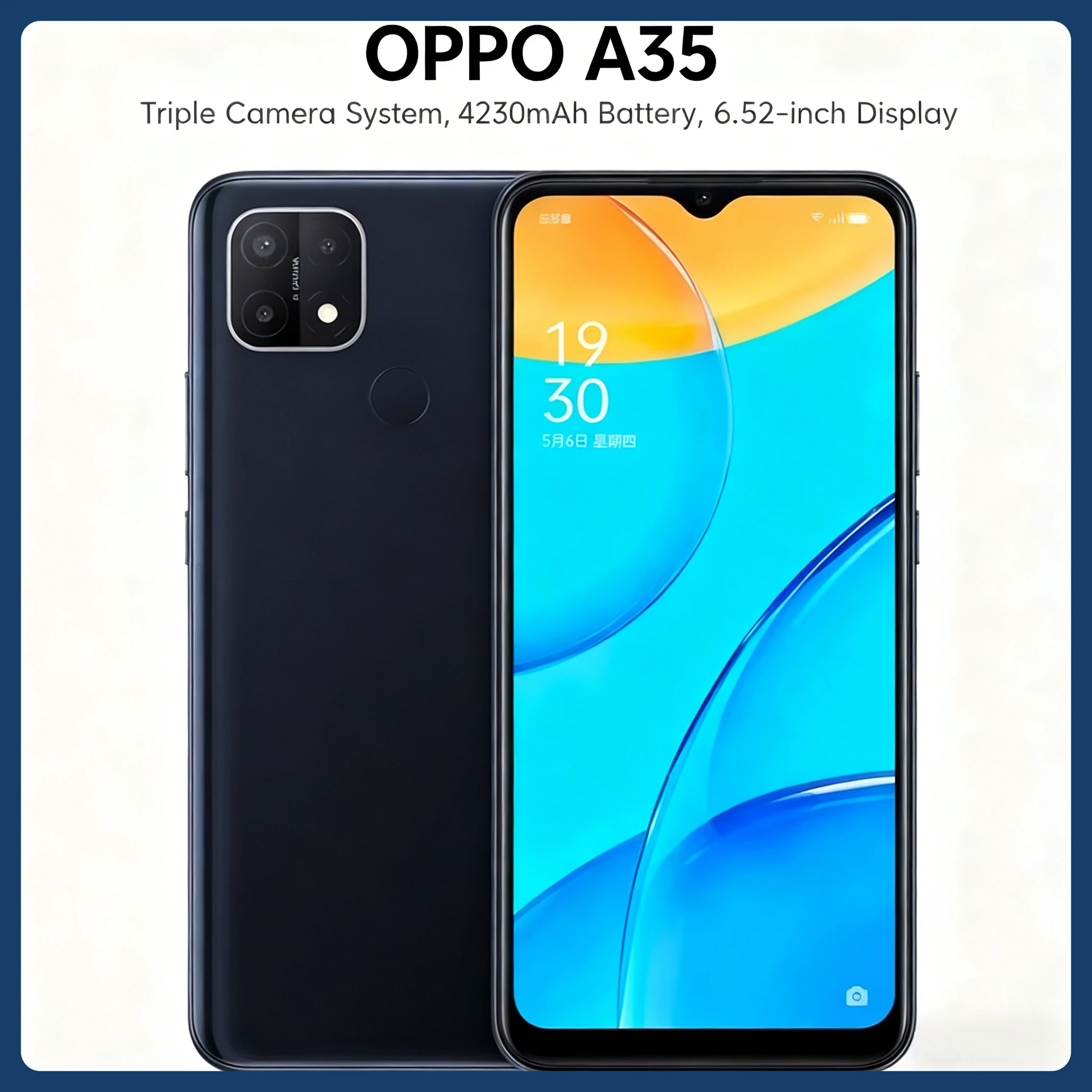 هاتف OPPO A35 الذكي، شاشة 6.52 بوصة، ترقية 4 جيجابايت + 128 جيجابايت 8 جيجابايت + 256 جيجابايت، كاميرا ثلاثية 13 ميجابكسل، هواتف ذكية ببطارية 4230 مللي أمبير في الساعة