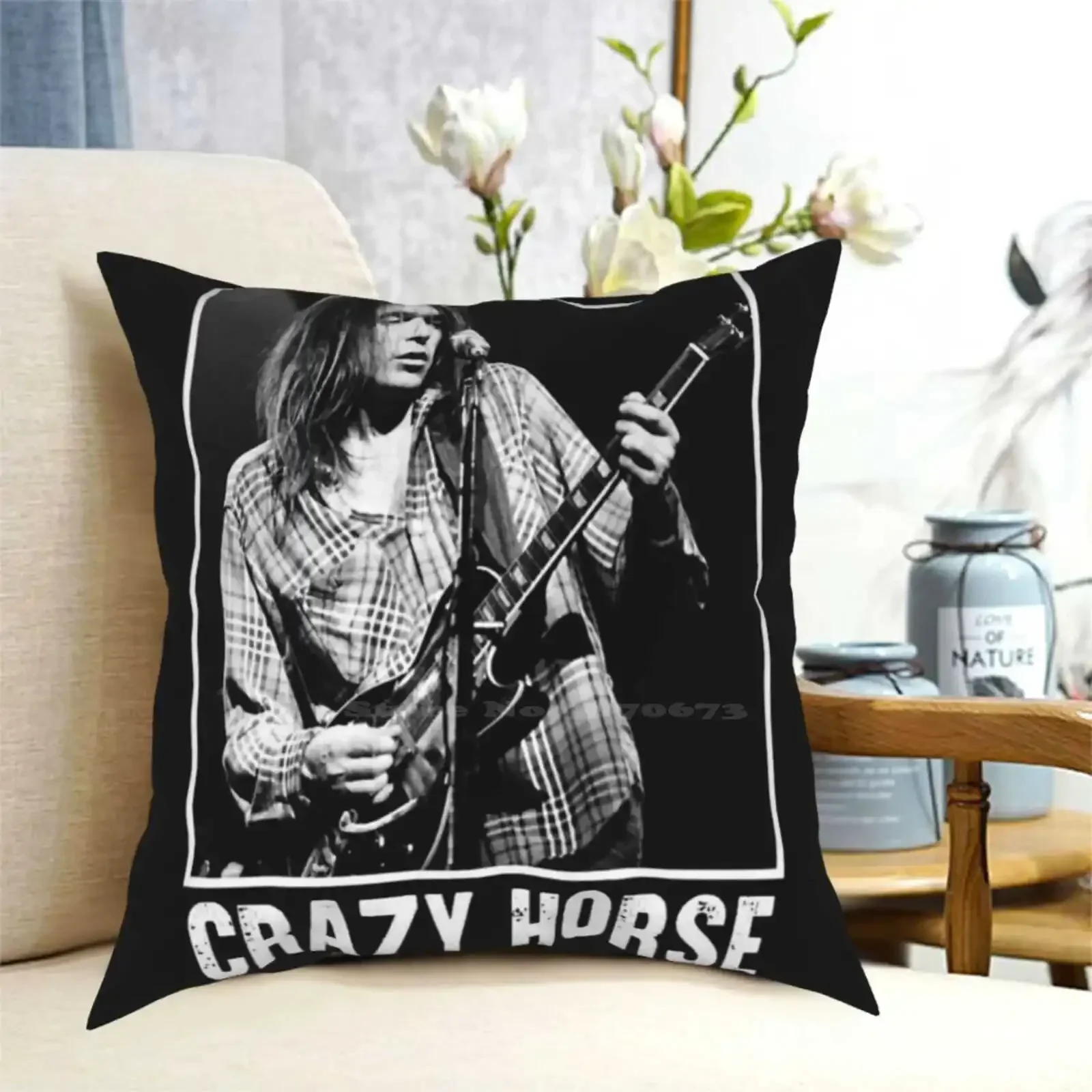 Retro Neil Guitar Young And Crazy Horse Soft Comfortable Pillowslip Pillowcase Retro Neil Guitar Young And Crazy Horse Vintage