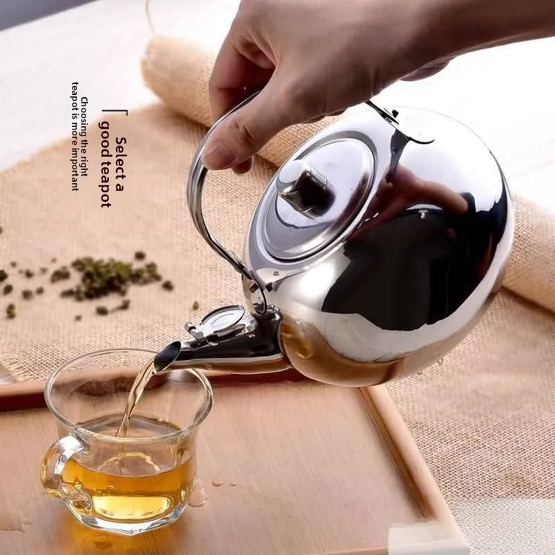 Stainless Steel Tea Pot Small Wine Heating Pot with Filter Net Delicate Tea Water Pot Restaurant Dining Hall Tea Brewing Pot