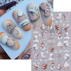 Christmas Cartoon Nail Stickers Santa Claus Snowman Gloves Self Adhesive Sliders Nail Decals Snowflake Manicure Art  Decoration