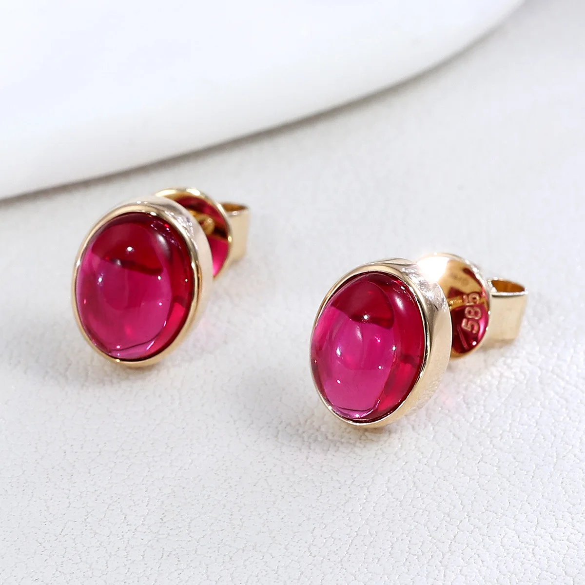 MUSHAN Custom Jewelry 10k 14k 18k Gold Stud Earrings Luxury Lab Grown Ruby Women Wedding Anniversary Earrings Stud Ear Pin Jewel view 5