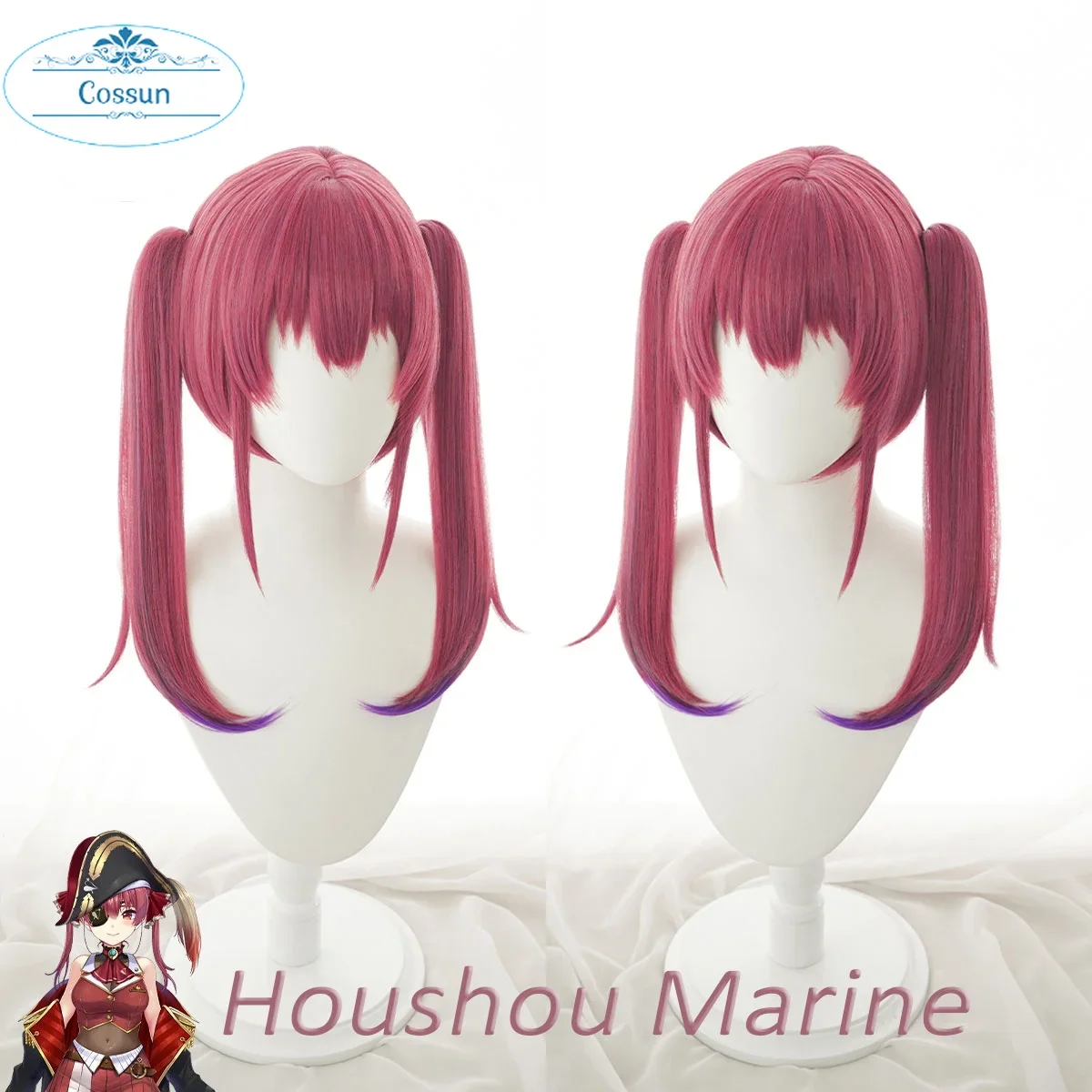 Youtuber Hololive Houshou Marine VTuber Red Cosplay Wig  Ponytais Heat Resistant Synthetic Cosplay Hair Houshou Marine