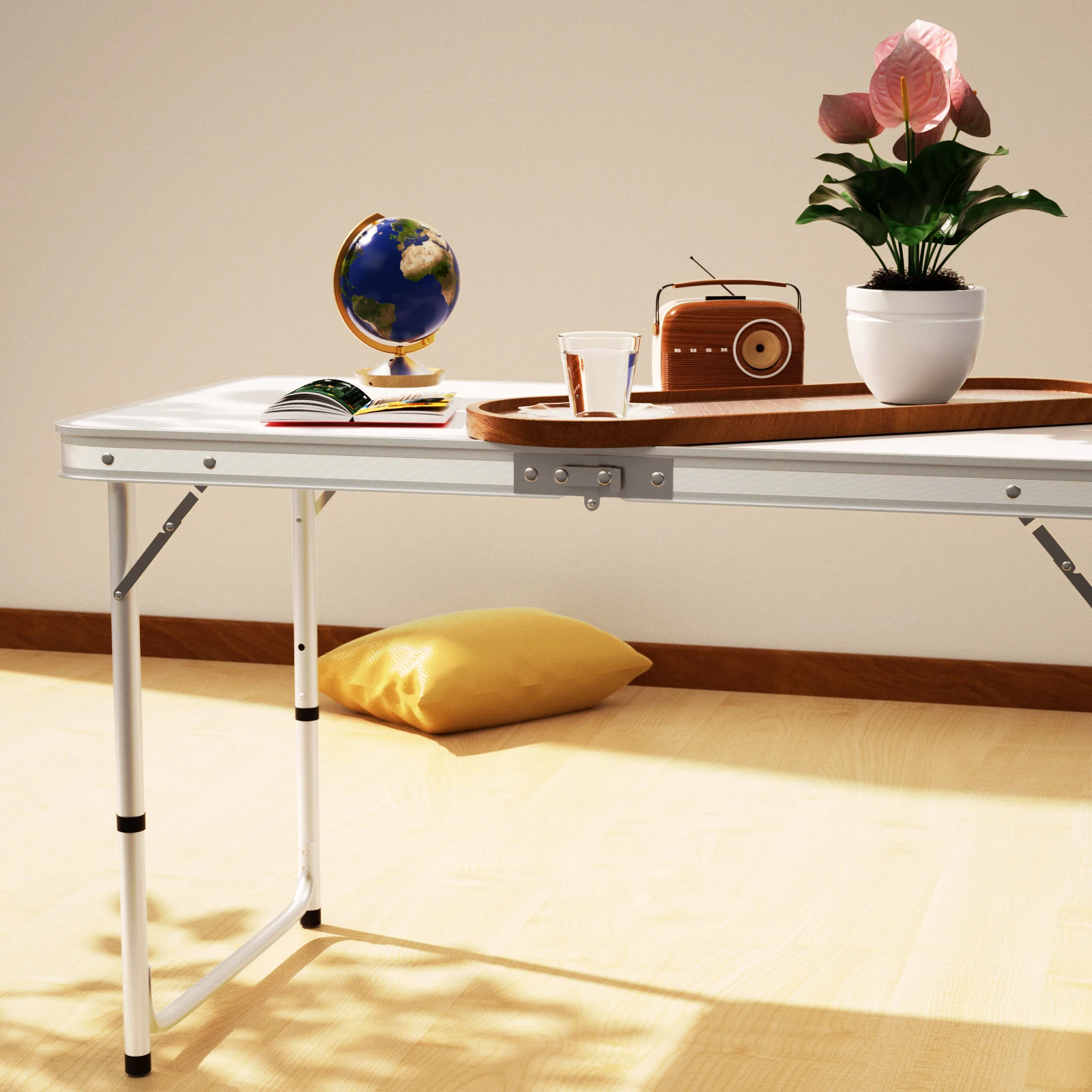 120 cm klappbarer Picknicktisch, großer tragbarer Campingtisch aus Aluminiumlegierung für Garten im Freien, Strand, Grill, Grillen, Angeln und Park – Detail 6