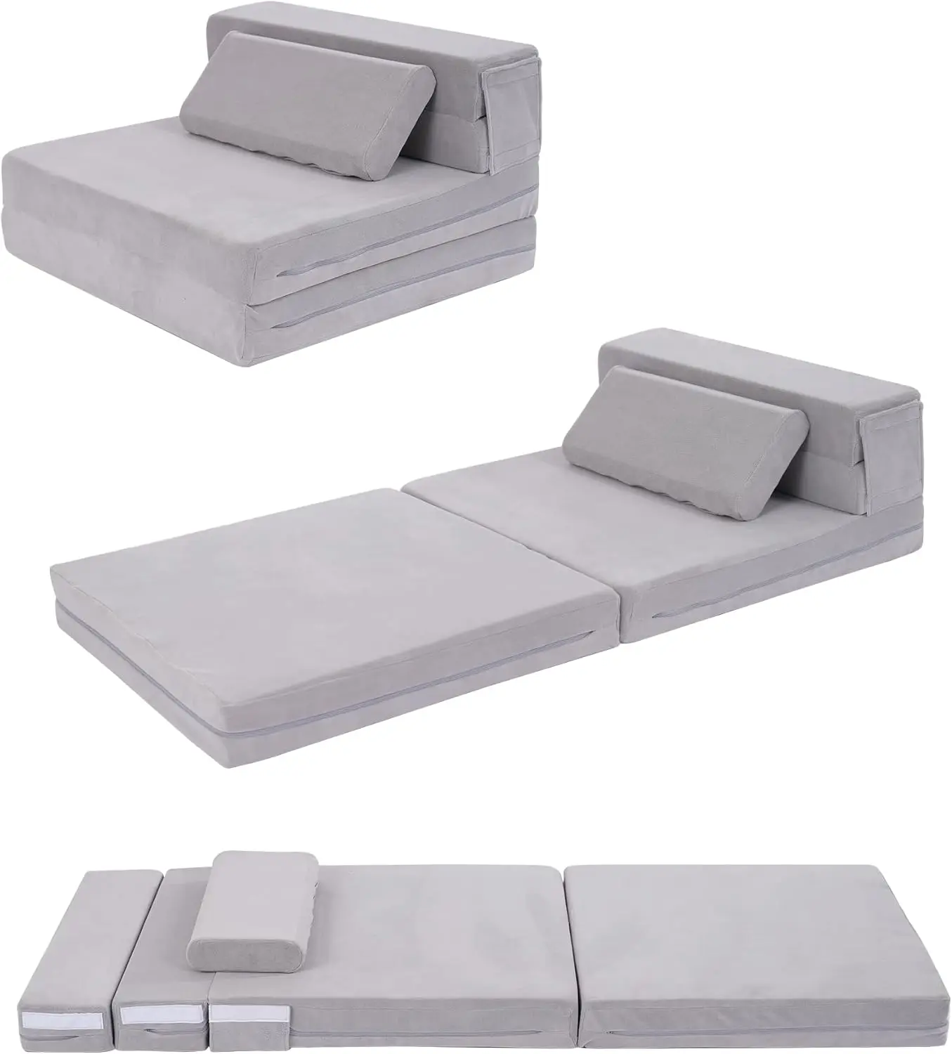 

3-In-1 Folding Sofa Bed For Kids,Tri Folding Floor Toddler’S Mattr Fold Up Sofa Bed,Child Foldable Futon Mattress,Folding Couch