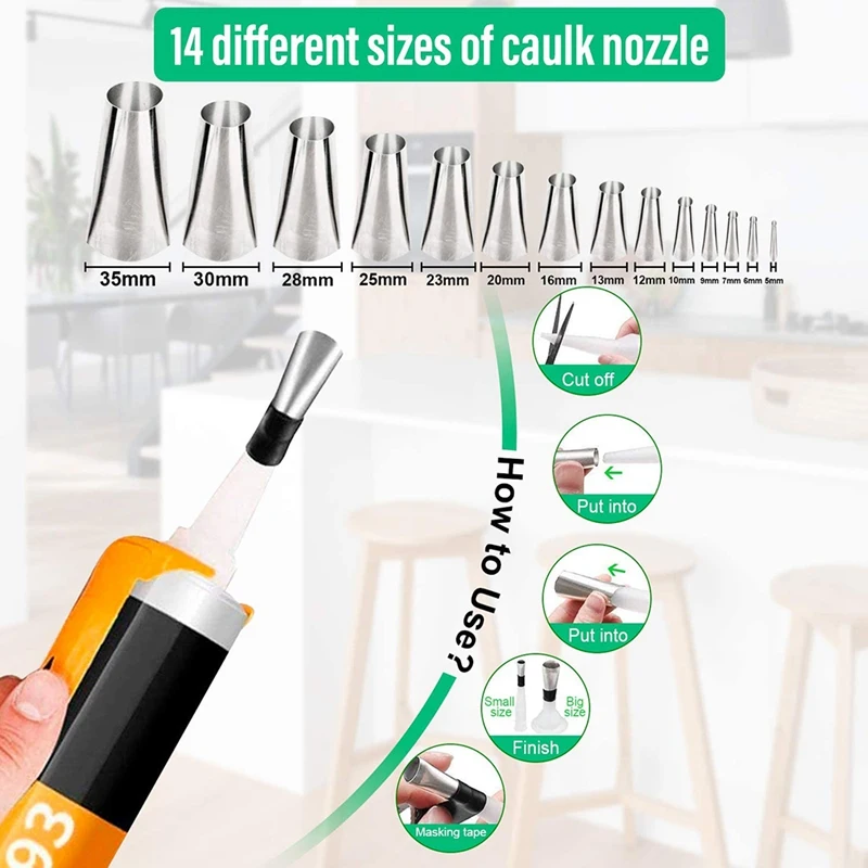 Silicone Sealing Tool Kit,With Multi-Functional Bevel Scraper,Suitable For Kitchen And Bathroom Window Sealant Enclosure