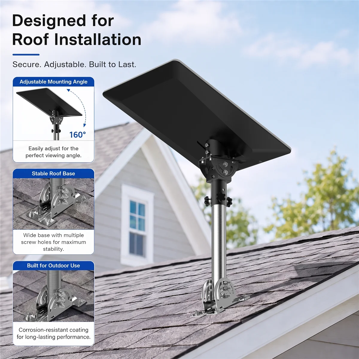 Starlink V5 Roof Mount, Wall & Pole Mounting Kit,160° Tilt Adjustable Heavy-Duty Metal Support,For Starlink Gen 5 Install Bracke