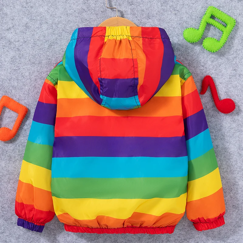 Spring And Autumn New Rainbow Striped Baby Boys Jacket, Simple Style Children\'S Long Sleeve Clothes (9 Months -4 Years Old)