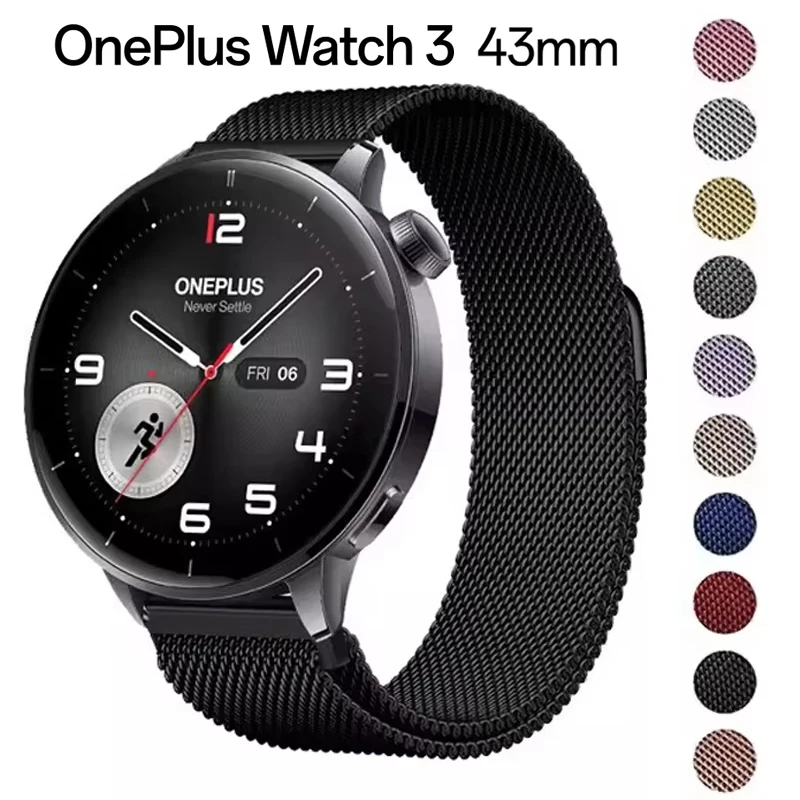 18mm Magnetic Milanese Bracelet Strap For Oneplus Watch 3 43mm Replacement Metal Wrist Loop For Oppo Watch X2 Mini Accessories