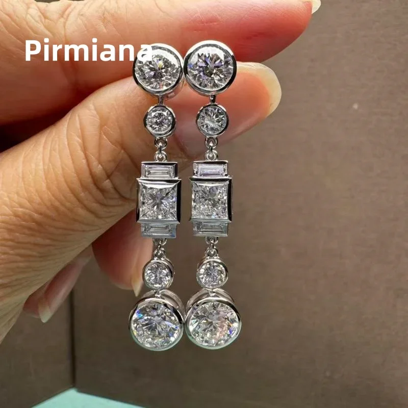 Pirmiana Custom Design 18k White Gold 8.2ct Certificated Lab Grown Diamond Earrings Women Jewelry