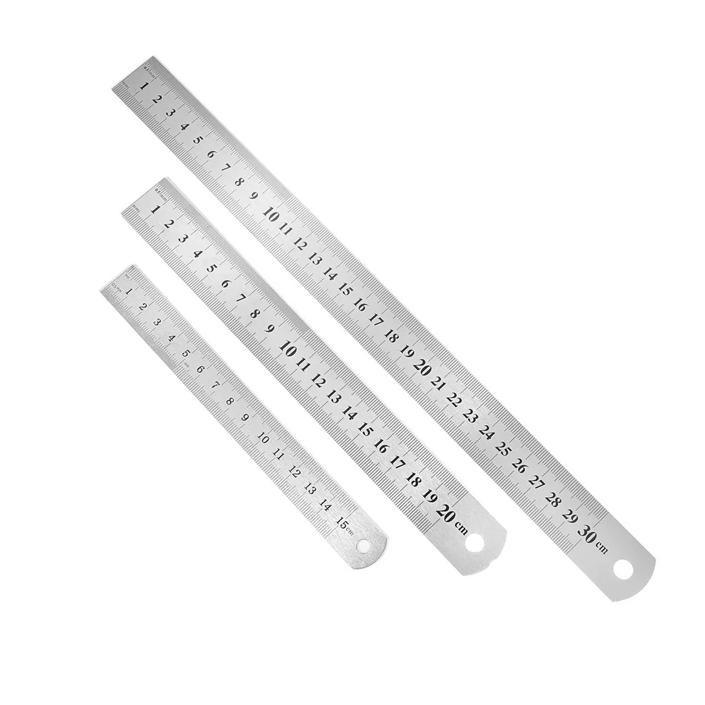 Stainless Steel Metal Reta Régua Dupla Face Precisão Medição Elaboração Acessório Ferramenta de Mão 15 cm 20 cm 30 cm 40 cm 50cm