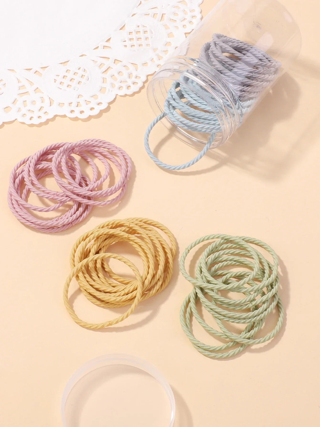 50pcs/box Simplicity Hair Band High Elasticity Rubber Band for Women Durable Hair Rope Canned Headband High Ponytail Hair Ties