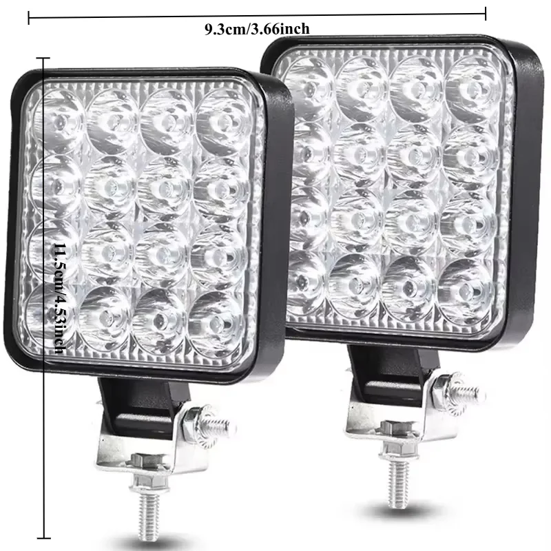 Waterproof LED Work Light Bar 12V 48W – Square Off-Road Spotlight for SUVs, Trucks, Night Driving