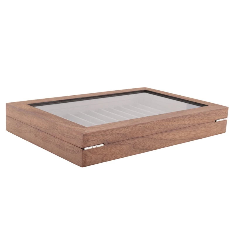 12 Grid Walnut Pen Storage Holder Pen Case Wear-Display Student Gift Anti Dust-Rectangle Fountain Box Pen-Collection-A69M