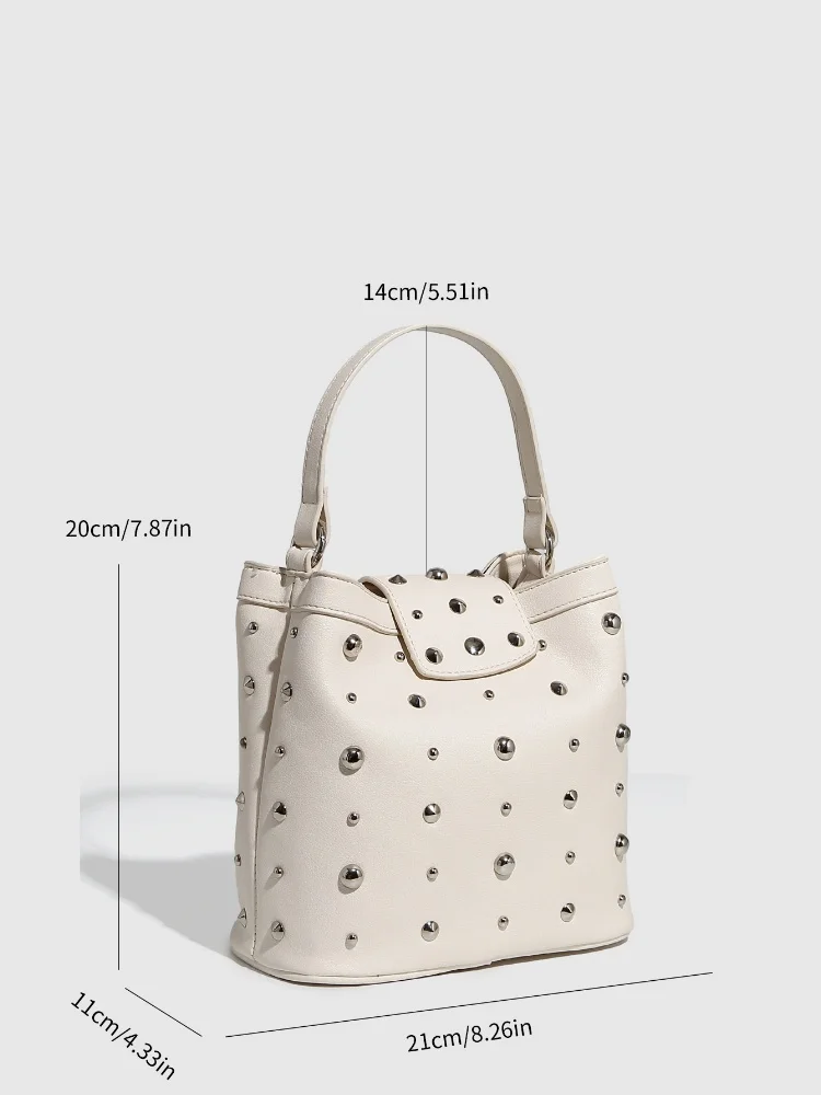 المرأة برشام دلو حقيبة فاسق نمط بولي Leather الجلود 2025 جديد نسيج معدني موضة تحت الإبط حقائب سلسلة حقائب كتف حقائب اليد متعددة الاستخدامات #5